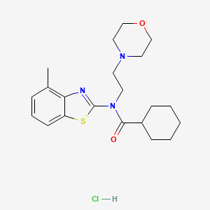 molecular formula C21H30ClN3O2S B2687053 N-(4-methylbenzo[d]thiazol-2-yl)-N-(2-morpholinoethyl)cyclohexanecarboxamide hydrochloride CAS No. 1217108-78-5