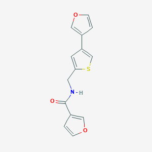 molecular formula C14H11NO3S B2687054 N-[[4-(Furan-3-yl)thiophen-2-yl]methyl]furan-3-carboxamide CAS No. 2380071-47-4