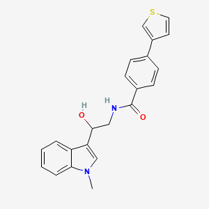 molecular formula C22H20N2O2S B2687056 N-(2-hydroxy-2-(1-methyl-1H-indol-3-yl)ethyl)-4-(thiophen-3-yl)benzamide CAS No. 2034408-31-4