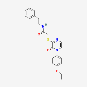 molecular formula C22H23N3O3S B2687075 2-((4-(4-乙氧基苯基)-3-氧代-3,4-二氢吡嗪-2-基)硫代)-N-苯乙基乙酰胺 CAS No. 899759-44-5