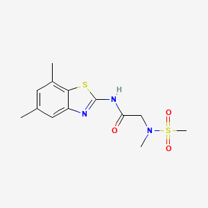 molecular formula C13H17N3O3S2 B2687078 N-(5,7-二甲基苯并[d]噻唑-2-基)-2-(N-甲基甲基磺酰基)乙酰胺 CAS No. 1172009-81-2