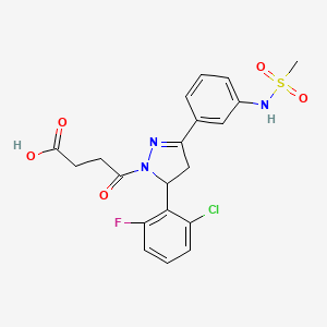 molecular formula C20H19ClFN3O5S B2687095 4-(5-(2-氯-6-氟苯基)-3-(3-(甲磺酰氨基)苯基)-4,5-二氢-1H-吡唑-1-基)-4-氧代丁酸 CAS No. 863002-03-3
