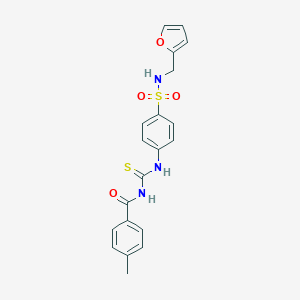 molecular formula C20H19N3O4S2 B268710 N-({4-[(furan-2-ylmethyl)sulfamoyl]phenyl}carbamothioyl)-4-methylbenzamide 