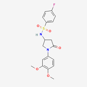 molecular formula C18H19FN2O5S B2687115 N-(1-(3,4-二甲氧基苯基)-5-氧代吡咯啉-3-基)-4-氟苯磺酰胺 CAS No. 896317-31-0