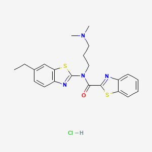 molecular formula C22H25ClN4OS2 B2687117 N-(3-(dimethylamino)propyl)-N-(6-ethylbenzo[d]thiazol-2-yl)benzo[d]thiazole-2-carboxamide hydrochloride CAS No. 1216448-01-9