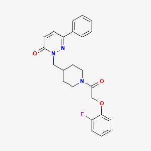 molecular formula C24H24FN3O3 B2687134 2-({1-[2-(2-Fluorophenoxy)acetyl]piperidin-4-yl}methyl)-6-phenyl-2,3-dihydropyridazin-3-one CAS No. 2097928-16-8
