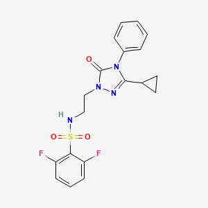 molecular formula C19H18F2N4O3S B2687141 N-(2-(3-环丙基-5-氧代-4-苯基-4,5-二氢-1H-1,2,4-三唑-1-基)乙基)-2,6-二氟苯磺酰胺 CAS No. 1396868-67-9