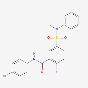 molecular formula C21H18BrFN2O3S B2687142 N-(4-溴苯基)-5-[乙基(苯基)磺酰胺]-2-氟苯甲酰胺 CAS No. 451481-26-8