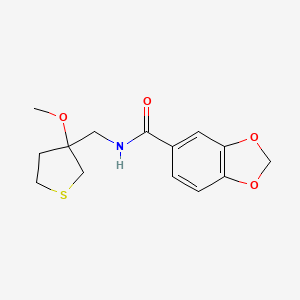 molecular formula C14H17NO4S B2687144 N-((3-甲氧基四氢噻吩-3-基)甲基)苯并[d][1,3]二噁烷-5-羧酰胺 CAS No. 1448129-57-4