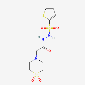 molecular formula C10H15N3O5S3 B2687146 N'-[2-(1,1-二氧-1lambda~6~,4-噻唑环-4-基)乙酰]-2-噻吩磺酰肼 CAS No. 860610-44-2