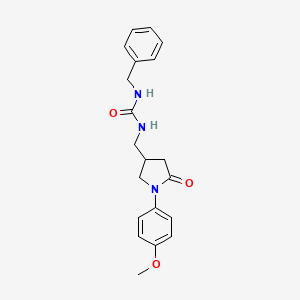 molecular formula C20H23N3O3 B2687151 1-苄基-3-((1-(4-甲氧苯基)-5-氧代吡咯啉-3-基)甲基)脲 CAS No. 946300-00-1