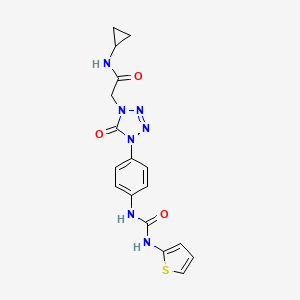 molecular formula C17H17N7O3S B2687152 N-环丙基-2-(5-氧代-4-(4-(3-(噻吩-2-基)脲基)苯基)-4,5-二氢-1H-四唑-1-基)乙酰胺 CAS No. 1396882-43-1