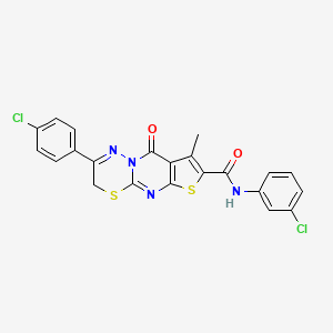 N-(3-chlorophenyl)-2-(4-chlorophenyl)-8-methyl-9-oxo-3,9-dihydrothieno[2',3':4,5]pyrimido[2,1-b][1,3,4]thiadiazine-7-carboxamide