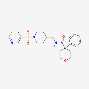 molecular formula C23H29N3O4S B2687160 4-苯基-N-((1-(吡啶-3-基磺酰)哌啶-4-基)甲基)四氢-2H-吡喃-4-羧酰胺 CAS No. 1428352-70-8