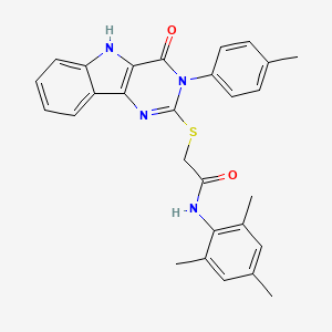 molecular formula C28H26N4O2S B2687167 N-甲基苯基-2-((4-氧代-3-(对甲苯基)-4,5-二氢-3H-嘧啶并[5,4-b]吲哚-2-基)硫)乙酰胺 CAS No. 536704-91-3