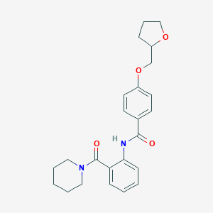 molecular formula C24H28N2O4 B268717 N-[2-(1-piperidinylcarbonyl)phenyl]-4-(tetrahydro-2-furanylmethoxy)benzamide 