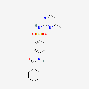 molecular formula C19H24N4O3S B2687176 N-[4-[(4,6-二甲基嘧啶-2-基)磺酰]苯基]环己基甲酰胺 CAS No. 459154-36-0