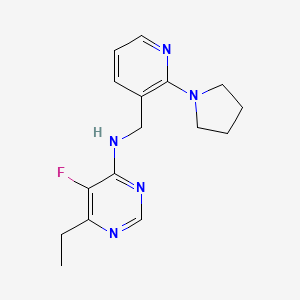 B2687187 6-Ethyl-5-fluoro-N-[(2-pyrrolidin-1-ylpyridin-3-yl)methyl]pyrimidin-4-amine CAS No. 2415468-65-2