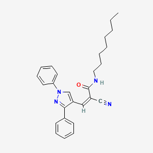 molecular formula C27H30N4O B2687207 (Z)-2-Cyano-3-(1,3-diphenylpyrazol-4-yl)-N-octylprop-2-enamide CAS No. 477524-27-9