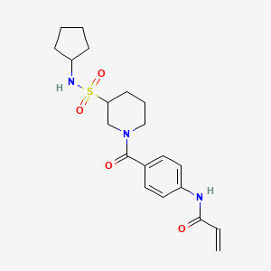 molecular formula C20H27N3O4S B2687216 N-[4-[3-(Cyclopentylsulfamoyl)piperidine-1-carbonyl]phenyl]prop-2-enamide CAS No. 2200540-63-0