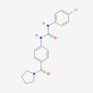 molecular formula C18H18ClN3O2 B268723 N-(4-chlorophenyl)-N'-[4-(1-pyrrolidinylcarbonyl)phenyl]urea 