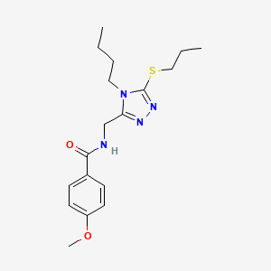 molecular formula C18H26N4O2S B2687248 N-((4-丁基-5-(丙硫基)-4H-1,2,4-三唑-3-基)甲基)-4-甲氧基苯田酰胺 CAS No. 476449-26-0