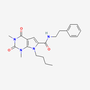 B2687250 7-butyl-1,3-dimethyl-2,4-dioxo-N-phenethyl-2,3,4,7-tetrahydro-1H-pyrrolo[2,3-d]pyrimidine-6-carboxamide CAS No. 1021134-03-1