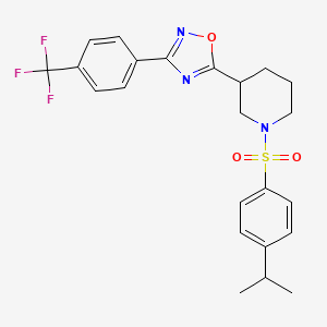 molecular formula C23H24F3N3O3S B2687257 1-[(4-异丙基苯基)磺酰]-3-{3-[4-(三氟甲基)苯基]-1,2,4-噁二唑-5-基}哌啶 CAS No. 1019142-44-9