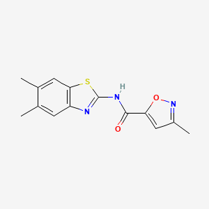 molecular formula C14H13N3O2S B2687266 N-(5,6-dimethylbenzo[d]thiazol-2-yl)-3-methylisoxazole-5-carboxamide CAS No. 946287-35-0