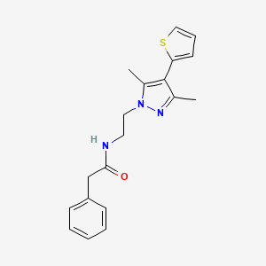 molecular formula C19H21N3OS B2687280 N-(2-(3,5-dimethyl-4-(thiophen-2-yl)-1H-pyrazol-1-yl)ethyl)-2-phenylacetamide CAS No. 2034507-65-6