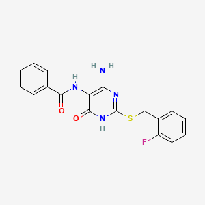 N-(4-amino-2-((2-fluorobenzyl)thio)-6-oxo-1,6-dihydropyrimidin-5-yl)benzamide