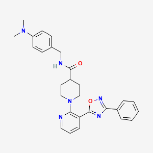 molecular formula C28H30N6O2 B2687312 N-{[4-(dimethylamino)phenyl]methyl}-1-[3-(3-phenyl-1,2,4-oxadiazol-5-yl)pyridin-2-yl]piperidine-4-carboxamide CAS No. 1251613-97-4