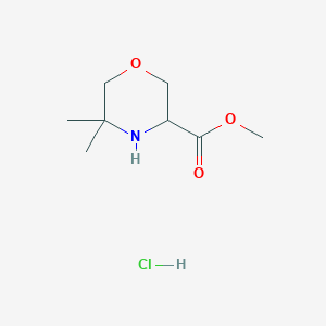 molecular formula C8H16ClNO3 B2687315 甲基-5,5-二甲基吗啉-3-甲酸酯；盐酸 CAS No. 2344678-54-0