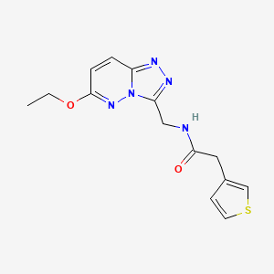 molecular formula C14H15N5O2S B2687317 N-((6-ethoxy-[1,2,4]triazolo[4,3-b]pyridazin-3-yl)methyl)-2-(thiophen-3-yl)acetamide CAS No. 2034372-96-6