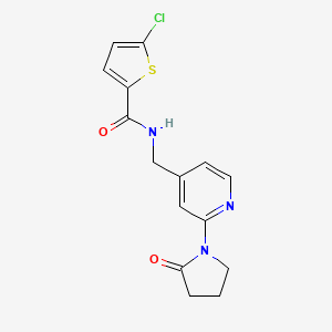 molecular formula C15H14ClN3O2S B2687319 5-chloro-N-((2-(2-oxopyrrolidin-1-yl)pyridin-4-yl)methyl)thiophene-2-carboxamide CAS No. 2034585-67-4