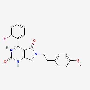 molecular formula C21H20FN3O3 B2687327 4-(2-氟苯基)-6-(4-甲氧基苯乙基)-3,4,6,7-四氢-1H-吡咯[3,4-d]嘧啶-2,5-二酮 CAS No. 1021093-88-8