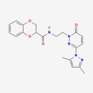 molecular formula C20H21N5O4 B2687332 N-(2-(3-(3,5-dimethyl-1H-pyrazol-1-yl)-6-oxopyridazin-1(6H)-yl)ethyl)-2,3-dihydrobenzo[b][1,4]dioxine-2-carboxamide CAS No. 1351607-71-0