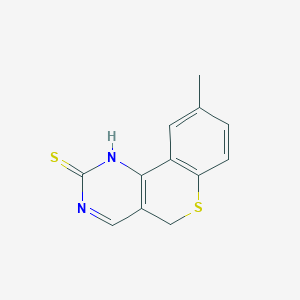 molecular formula C12H10N2S2 B2687341 9-methyl-5H-thiochromeno[4,3-d]pyrimidin-2-ylhydrosulfide CAS No. 478246-69-4