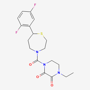 molecular formula C18H21F2N3O3S B2687351 1-(7-(2,5-Difluorophenyl)-1,4-thiazepane-4-carbonyl)-4-ethylpiperazine-2,3-dione CAS No. 1704522-02-0