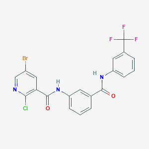 molecular formula C20H12BrClF3N3O2 B2687355 5-bromo-2-chloro-N-(3-{[3-(trifluoromethyl)phenyl]carbamoyl}phenyl)pyridine-3-carboxamide CAS No. 1376327-93-3