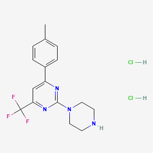 molecular formula C16H19Cl2F3N4 B2687358 4-(4-Methylphenyl)-2-piperazin-1-yl-6-(trifluoromethyl)pyrimidine dihydrochloride CAS No. 1431970-20-5
