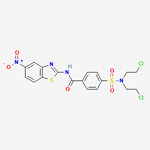 molecular formula C18H16Cl2N4O5S2 B2687361 4-[bis(2-chloroethyl)sulfamoyl]-N-(5-nitro-1,3-benzothiazol-2-yl)benzamide CAS No. 330676-58-9