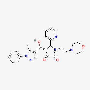 molecular formula C26H27N5O4 B2687384 3-hydroxy-4-(5-methyl-1-phenyl-1H-pyrazole-4-carbonyl)-1-(2-morpholinoethyl)-5-(pyridin-2-yl)-1H-pyrrol-2(5H)-one CAS No. 1015847-53-6