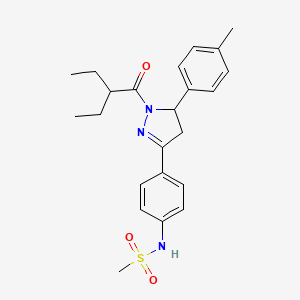molecular formula C23H29N3O3S B2687389 N-[4-[2-(2-ethylbutanoyl)-3-(4-methylphenyl)-3,4-dihydropyrazol-5-yl]phenyl]methanesulfonamide CAS No. 851717-51-6