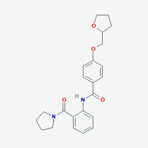 molecular formula C23H26N2O4 B268739 N-[2-(1-pyrrolidinylcarbonyl)phenyl]-4-(tetrahydro-2-furanylmethoxy)benzamide 