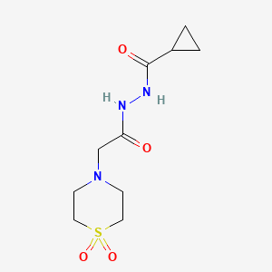molecular formula C10H17N3O4S B2687413 N'-[2-(1,1-dioxo-1,4-thiazinan-4-yl)acetyl]cyclopropanecarbohydrazide CAS No. 860610-46-4