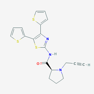 (2S)-N-[4,5-bis(thiophen-2-yl)-1,3-thiazol-2-yl]-1-(prop-2-yn-1-yl)pyrrolidine-2-carboxamide