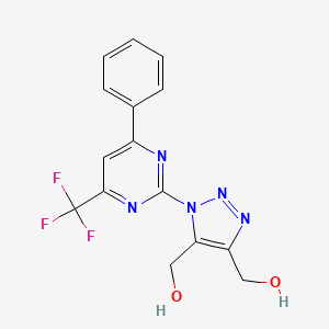 molecular formula C15H12F3N5O2 B2687430 {4-(hydroxymethyl)-1-[4-phenyl-6-(trifluoromethyl)-2-pyrimidinyl]-1H-1,2,3-triazol-5-yl}methanol CAS No. 861210-55-1