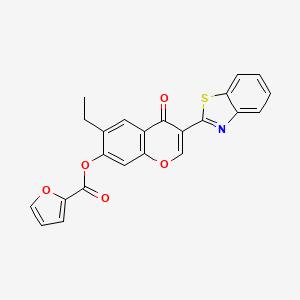 molecular formula C23H15NO5S B2687435 3-(苯并[d]噻唑-2-基)-6-乙基-4-酮-4H-香豆素-7-基 呋喃-2-羧酸酯 CAS No. 300556-23-4