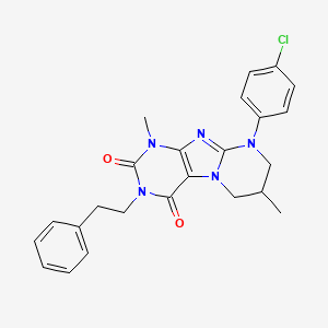 9-(4-chlorophenyl)-1,7-dimethyl-3-phenethyl-6,7,8,9-tetrahydropyrimido[2,1-f]purine-2,4(1H,3H)-dione
